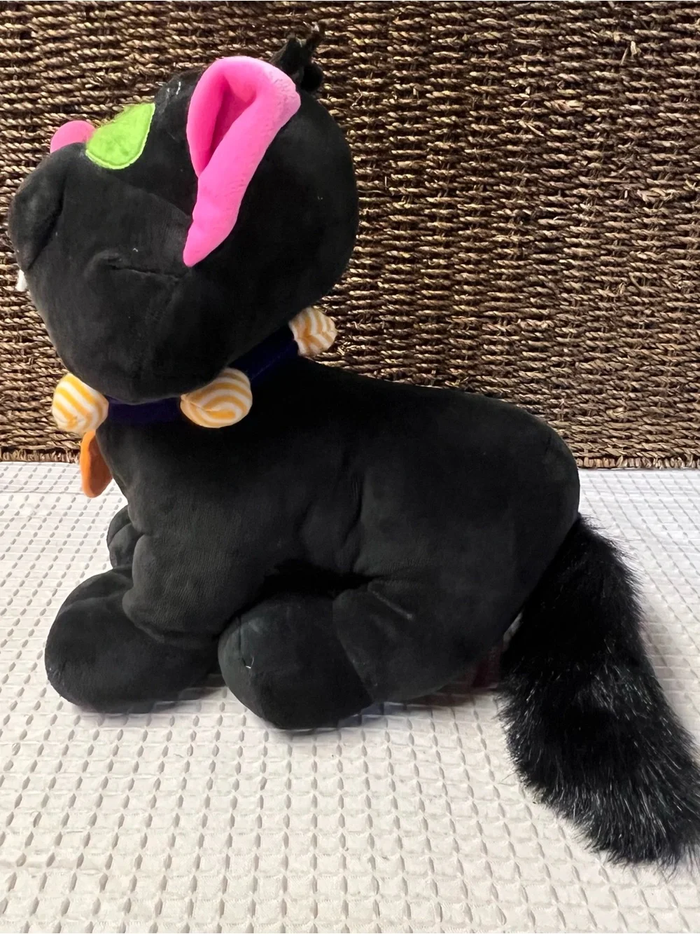 Vintage Commonwealth Happy Haunters Black Cat Halloween Plush Vampire Teeth